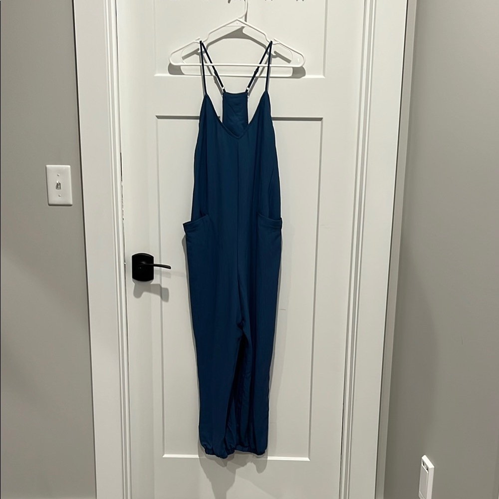 Cupshe Blue Jumpsuit Relaxed Fit Adjustable Straps